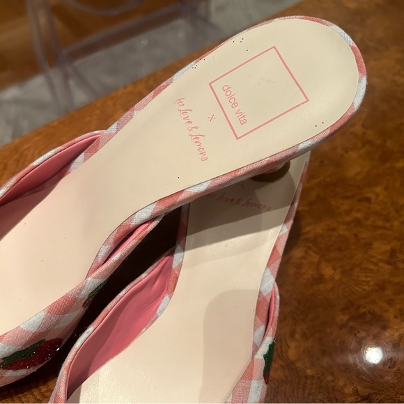DOLCE VIDA X FOR LOVE AND LEMONS Strawberry Gingham Kitten Heels “LILOU”sz9 RARE - Picture 11 of 13